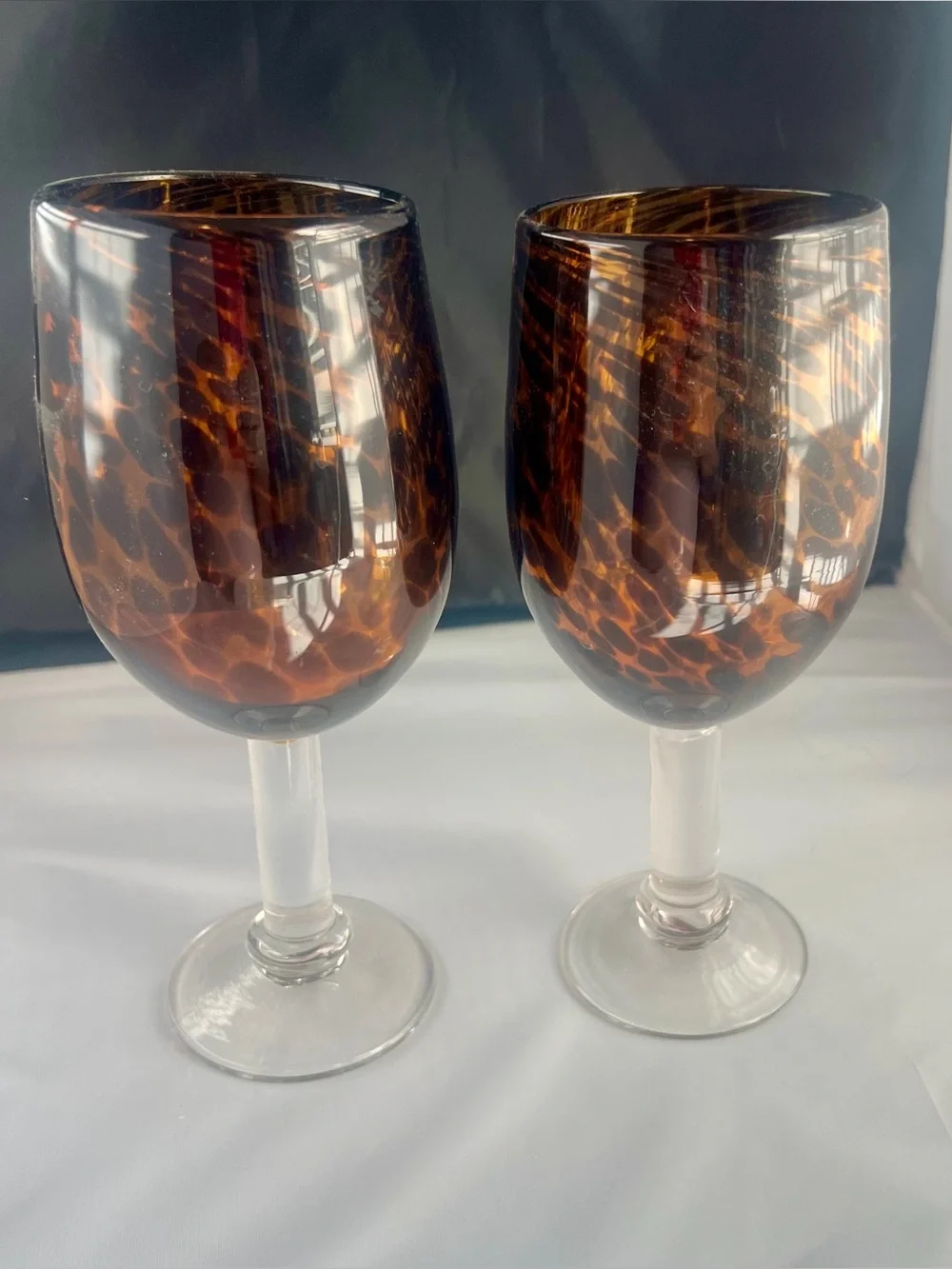 Tortoiseshell Amber Wine Glasses - Set of 2